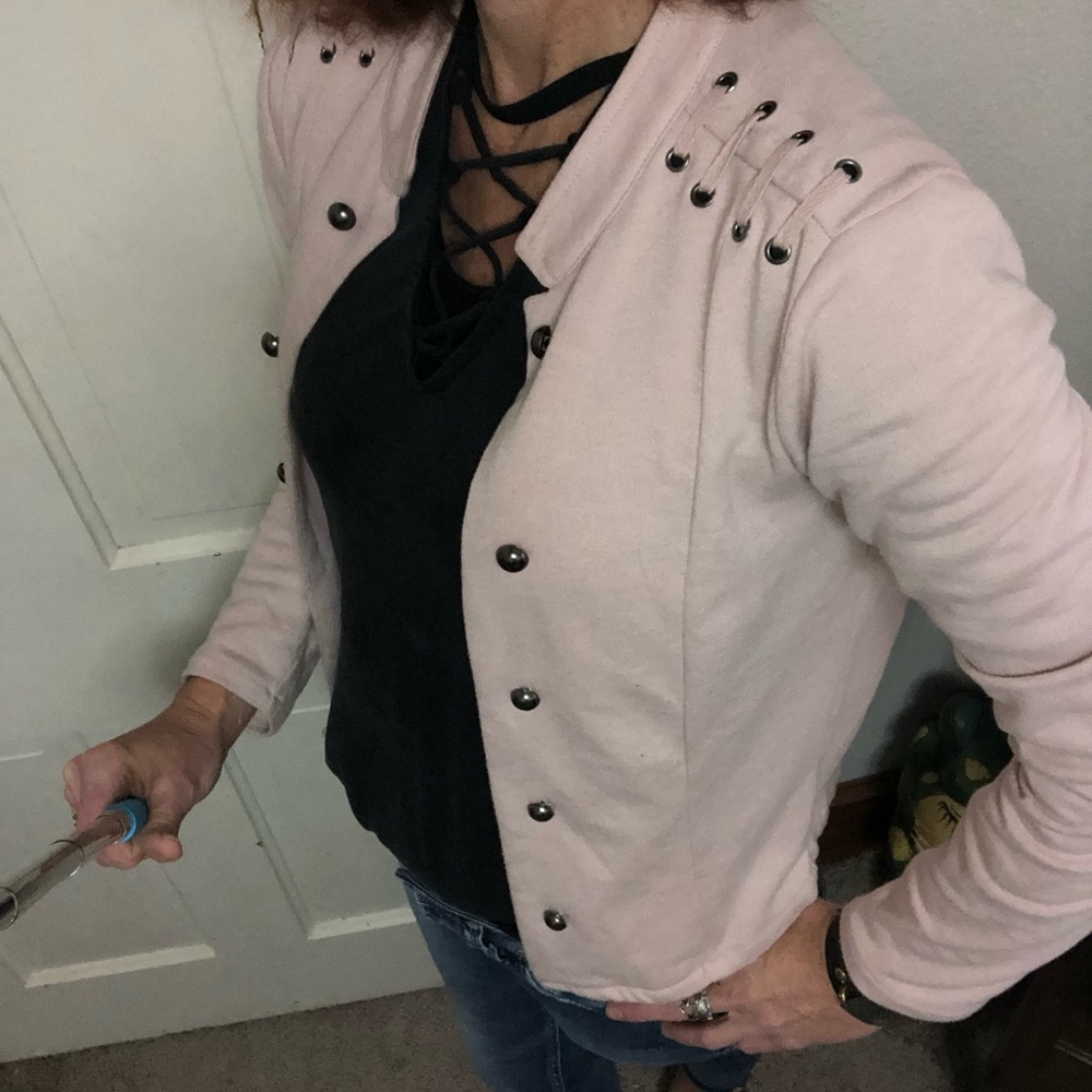Blush pink military style blazer